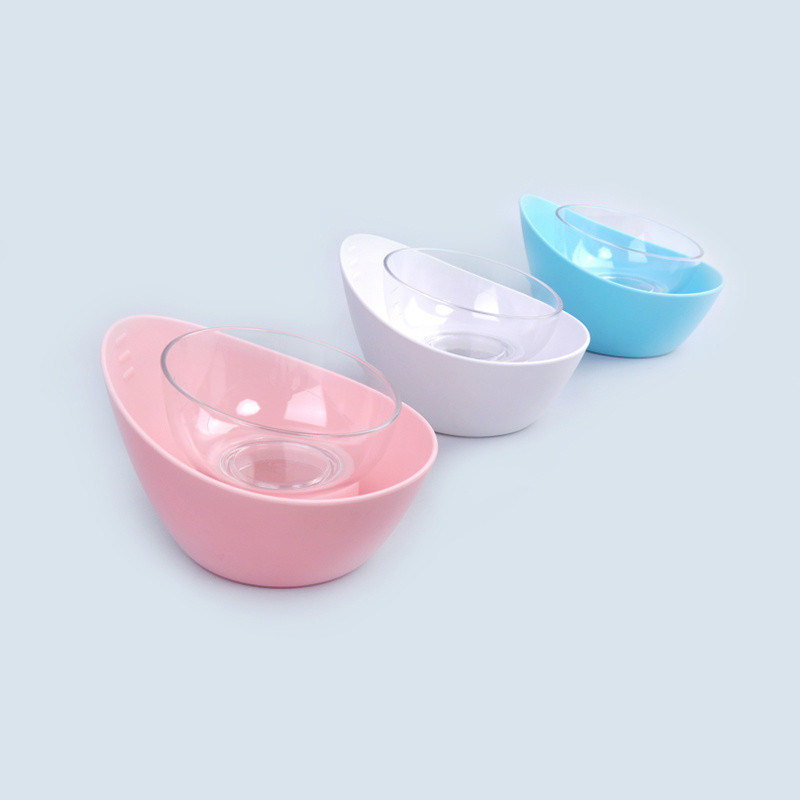 浅い猫の食器碗と広い猫の食器皿 滑らない猫の食器碗