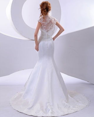 エレガントの人魚 蕾の花 ハルター ネック 短袖の結婚式ドレス