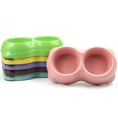 最安値で耐久性のある二重竹 ポータブルドッグ&キャットフードボウル