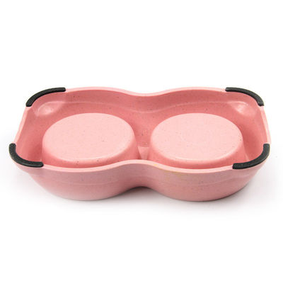 最安値で耐久性のある二重竹 ポータブルドッグ&キャットフードボウル